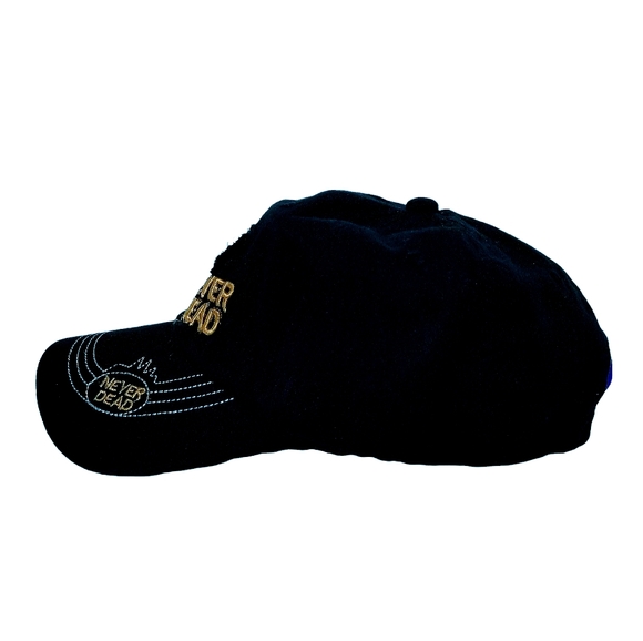 Yiweike Never Dead Maltese Cross And Skull Adjustable Cap Black NWT - Picture 4 of 8